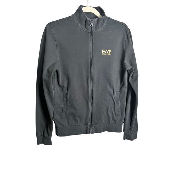 Emporio Armani EA7 Full ZIP SWEATSHIRT Black Sz S Comfort Casual Jacket Mens - Picture 1 of 16